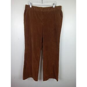 Talbots Women's Corduroy Pants 16 Brown Stretch Straight Leg Mom Pants Classic